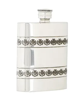 Pewter Thistle Band Hip Flask