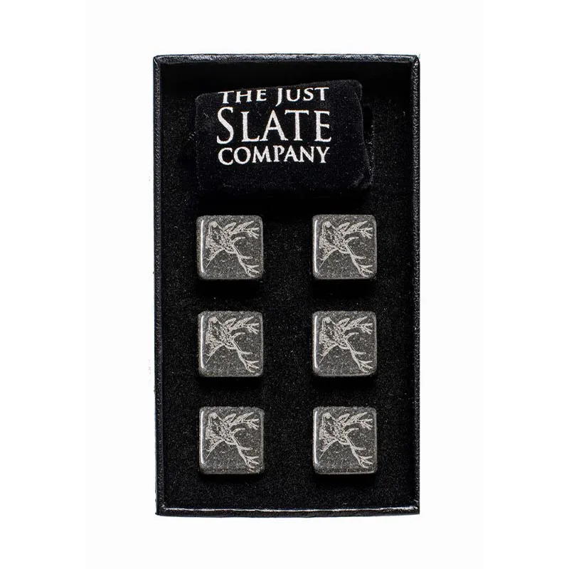 D68691 Stainless Steel Stag Designed Whiskey Stone Set Gaelsong