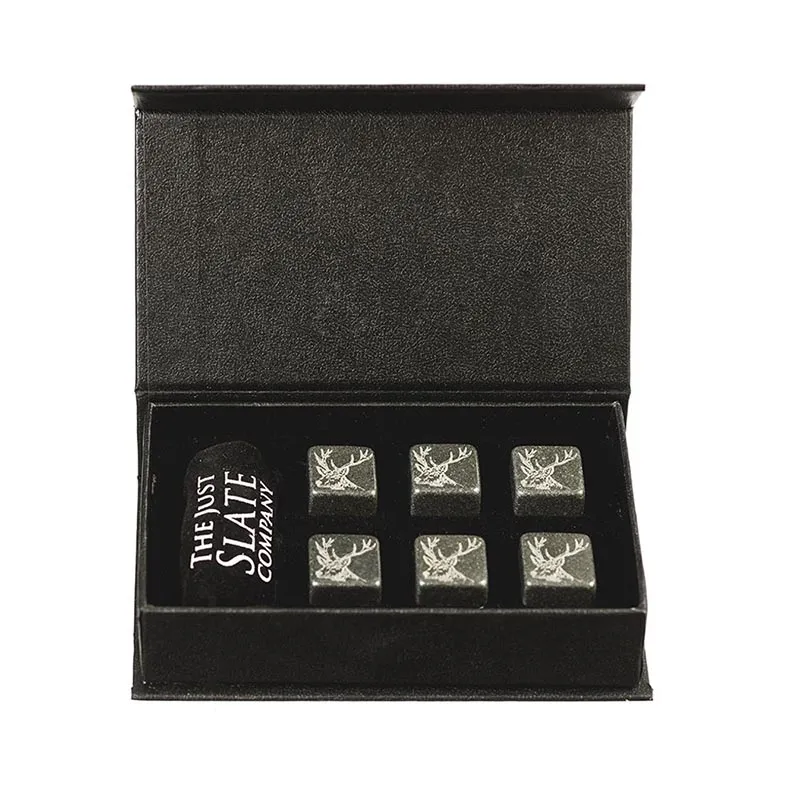 D68691 Stainless Steel Stag Designed Whiskey Stone Set Packaging Gaelsong