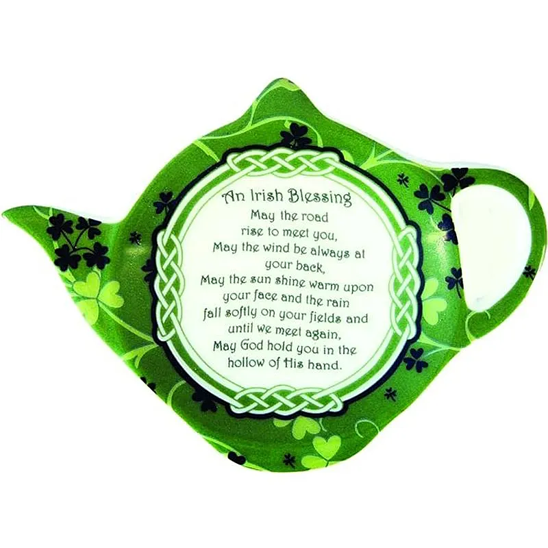 D68700 Colour Shamrock & Irish Blessing Tea Bag Holder Gaelsong