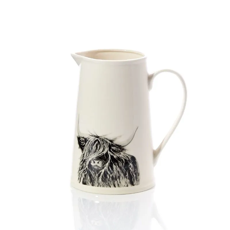 D68706 Stoneware Highland Cow Milk Jug Studio Gaelsong