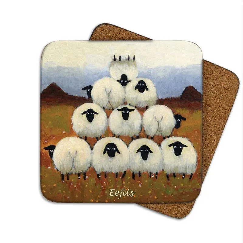 D68711 EEJITS COASTER Cork Base Sheep Irish Coaster Gaelsong