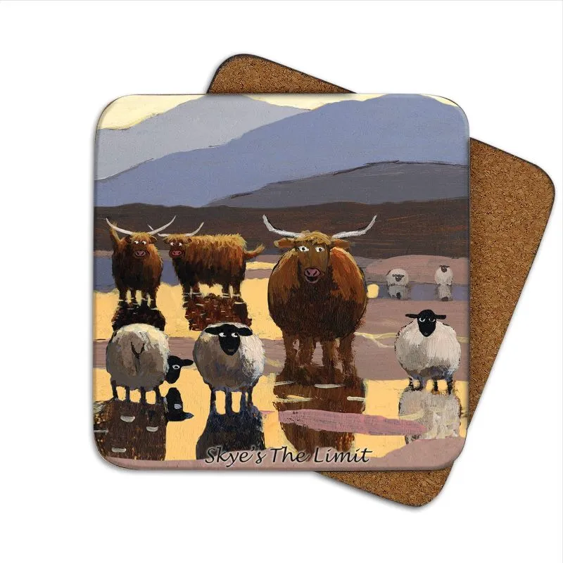 D68711 SKYES COASTER Cork Base Sheep Irish Coaster Gaelsong