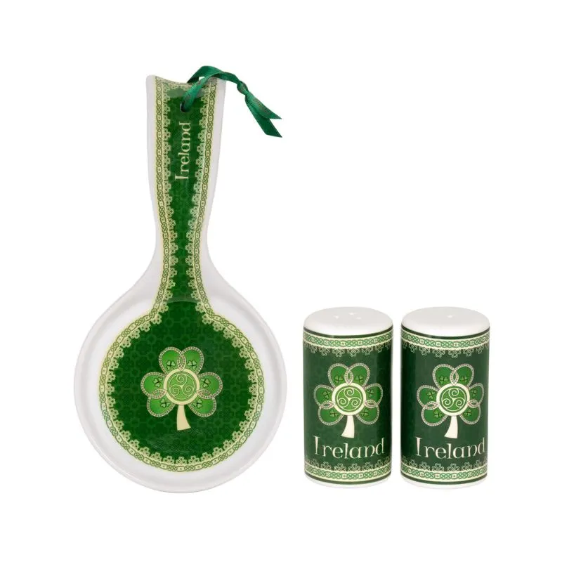 D68717 Celtic Spiral Shamrock Dinnerware Set of 2 Gaelsong