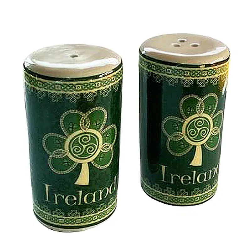 D68717 SALT PEPPER Celtic Spiral Shamrock Dinnerware Set Gaelsong