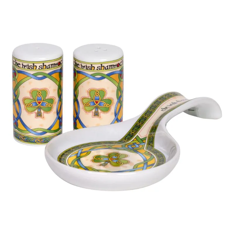 D68728 Irish Shamrock Ceramic Kitchen Accessories Set Gaelsong