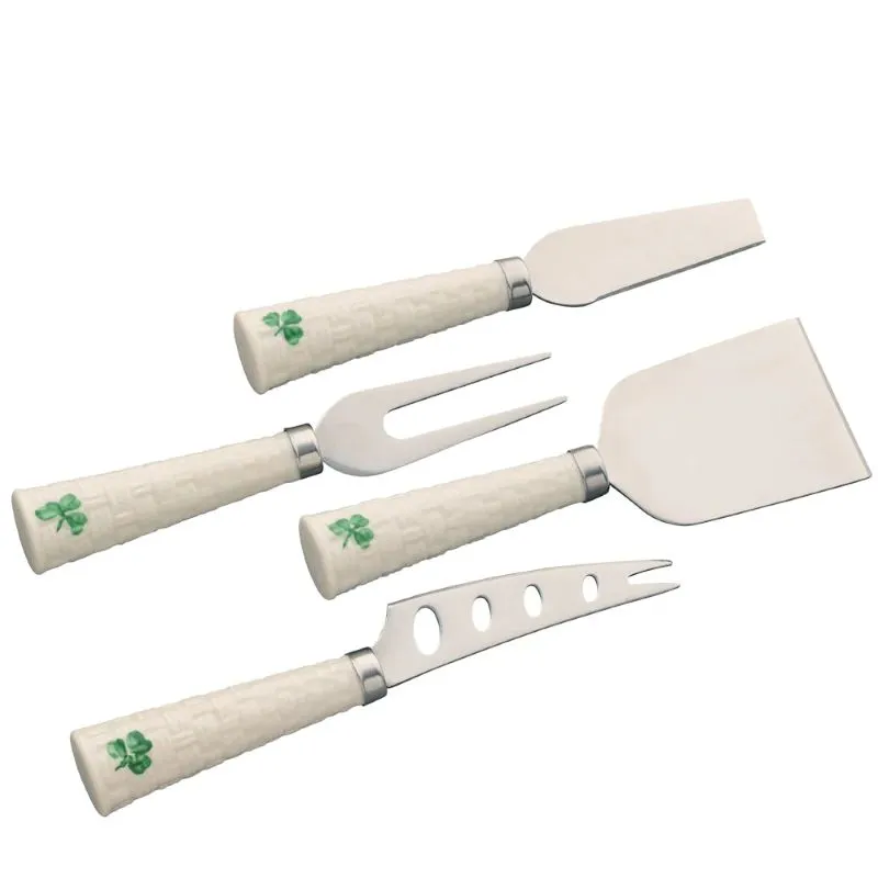 Hand Painted Irish Shamrock Cheese Knife Set
