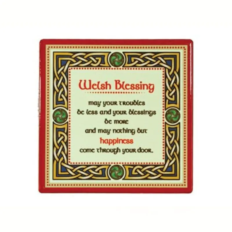 D68738 Colorful Welsh Coaster & Porcelain Mug Set Gaelsong