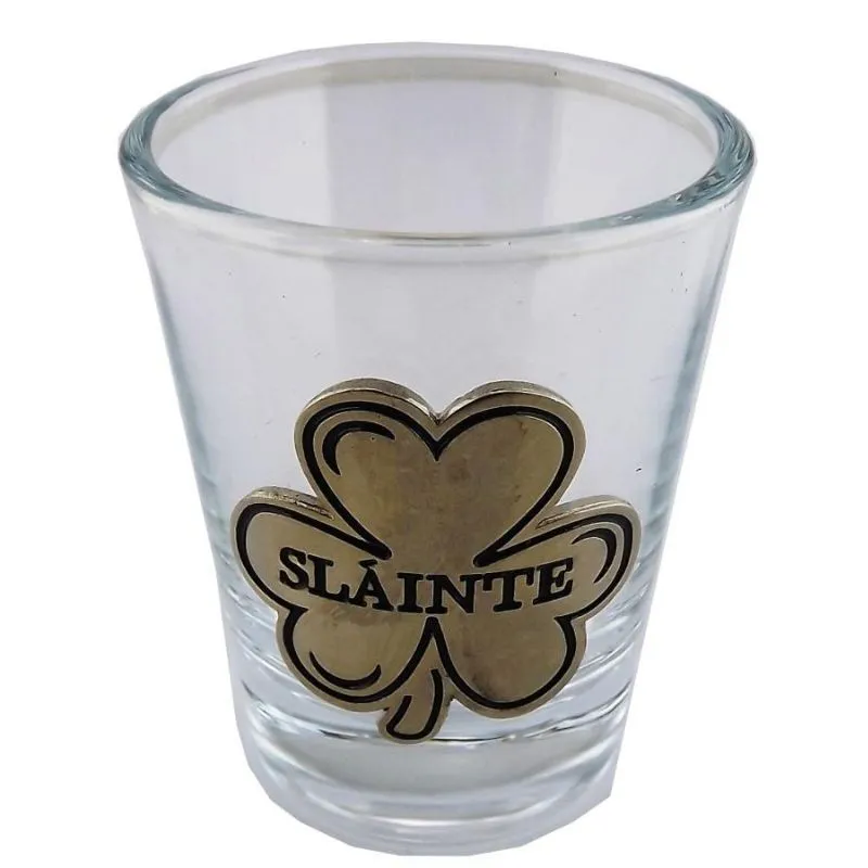 D68745 Irish Souvenir Shot Glasses with Pewter Engravings Set of 3 Gaelsong