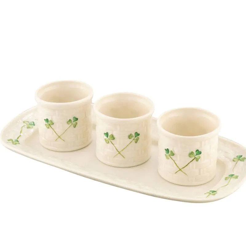 Parian China Shamkrock Cups & Tray Set Parian China Shamkrock Cups & Tray Set