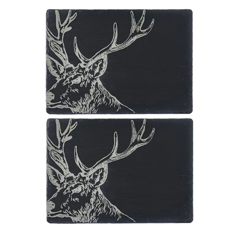 D80074 Handmade Slate Regal Stag Placemats Studio Gaelsong
