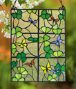 Shamrocks And Butterflies Window Panel Made of Stained Glass Gaelsong