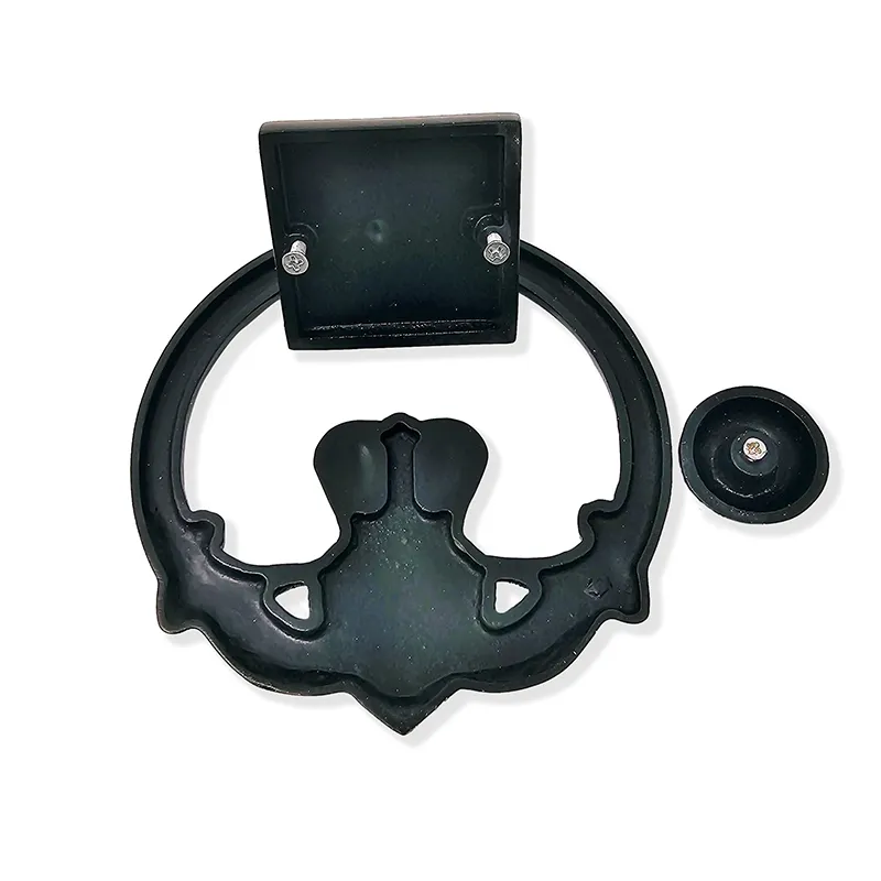 D91222 Brass Claddagh Door Knocker BLACK BRASS Back Side View Available for All Finishes Options Gaelsong