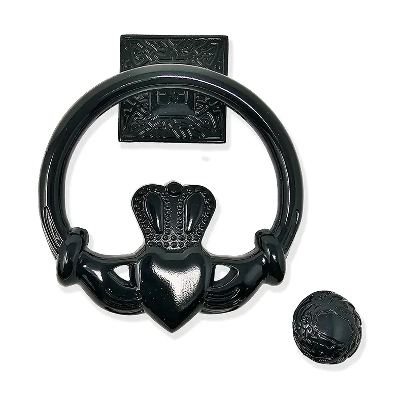 D91222 Brass Claddagh Door Knocker BLACK BRASS Gaelsong
