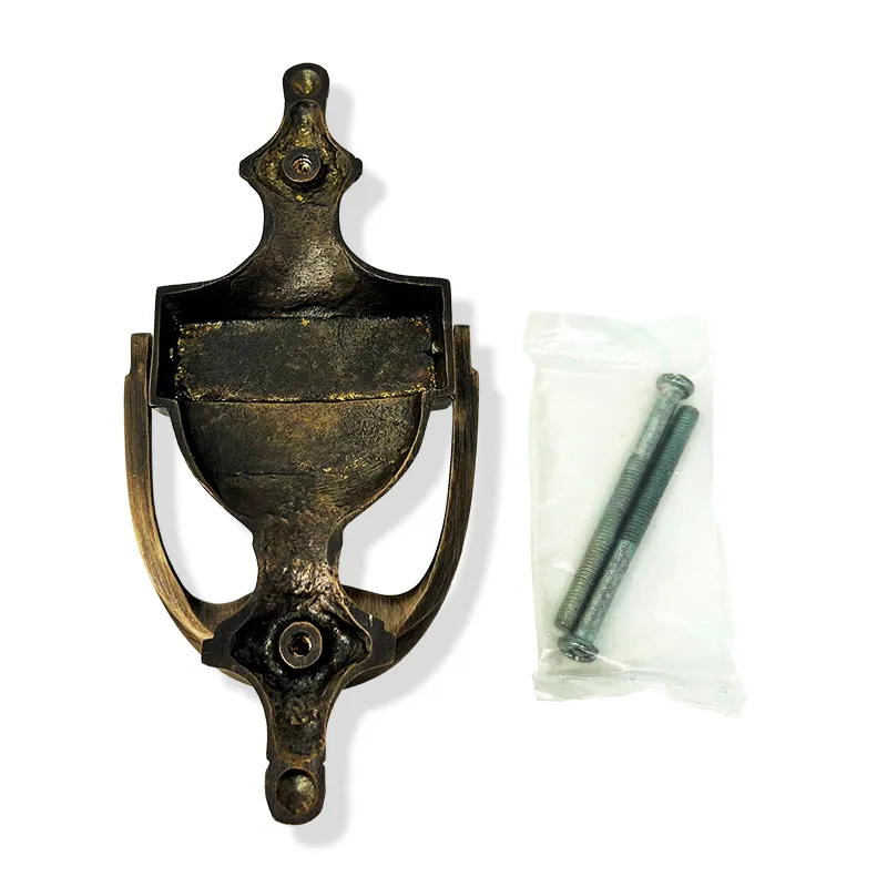 D91225 Irish Failte Door Knocker with Shamrock Design ANTIQUE BRASS Back Side View Available for All Finishes Options Gaelsong