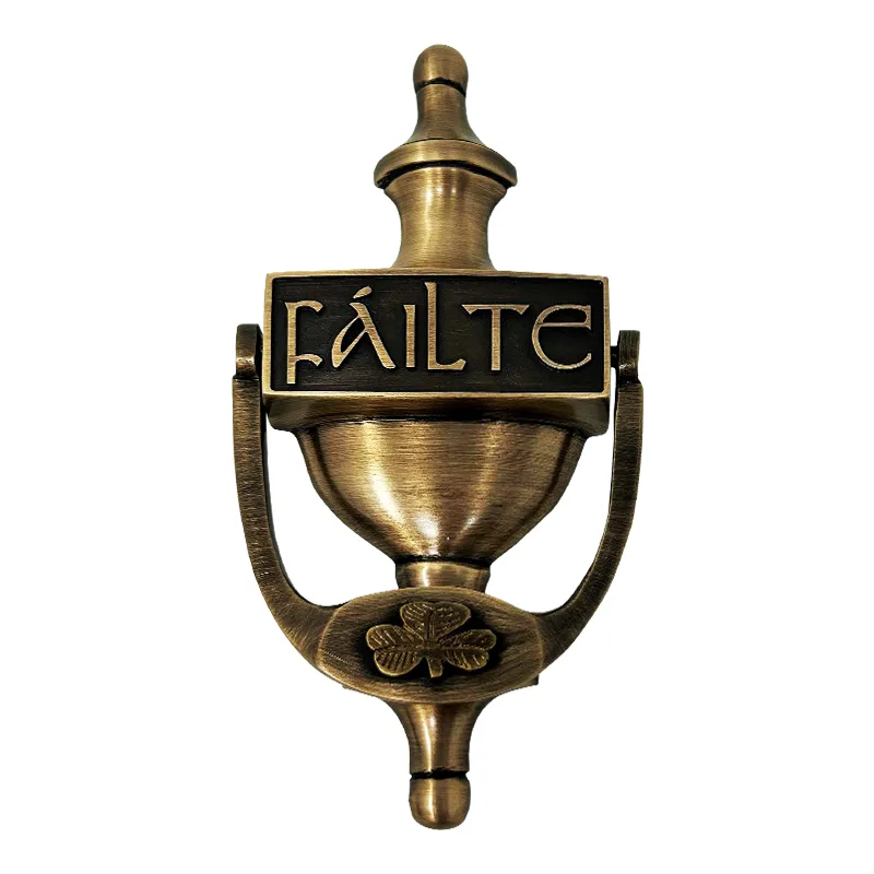 D91225 Irish Failte Door Knocker with Shamrock Design ANTIQUE BRASS Gaelsong