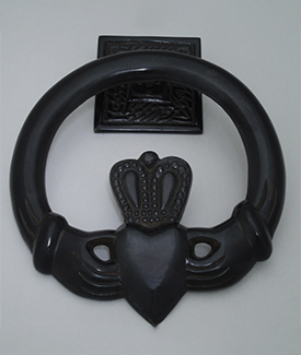 Black Claddagh Ring Door Knocker with Oil Rubbed Bronze