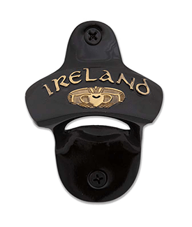 Ireland Claddagh Wall Mounted Bottle Opener- Black Brass