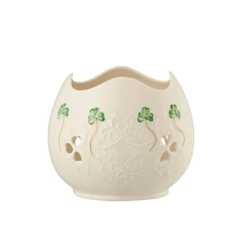 Hand Painted Embossed Shamrock Porcelain Votive 