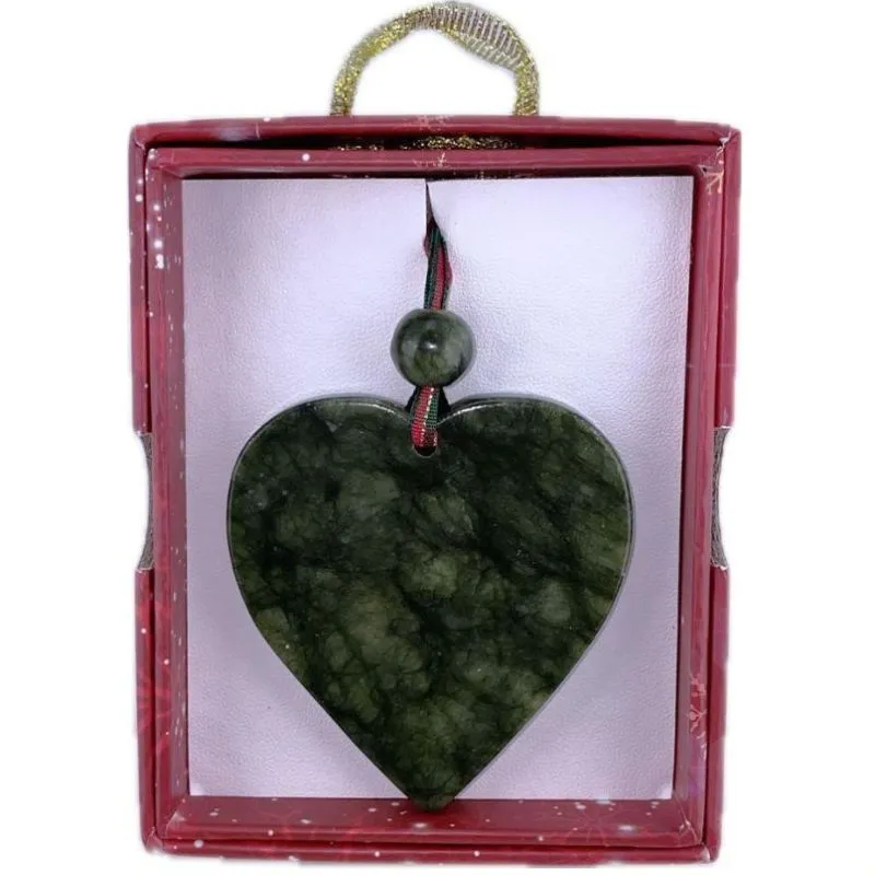 D91334  Hand Carved Connemara Marble Christmas Hanging Ornament Heart Gaelsong