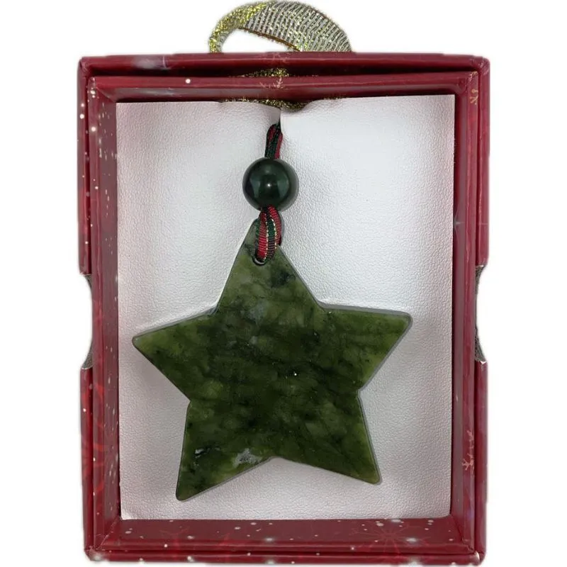 D91334  Hand Carved Connemara Marble Christmas Hanging Ornament Star Gaelsong