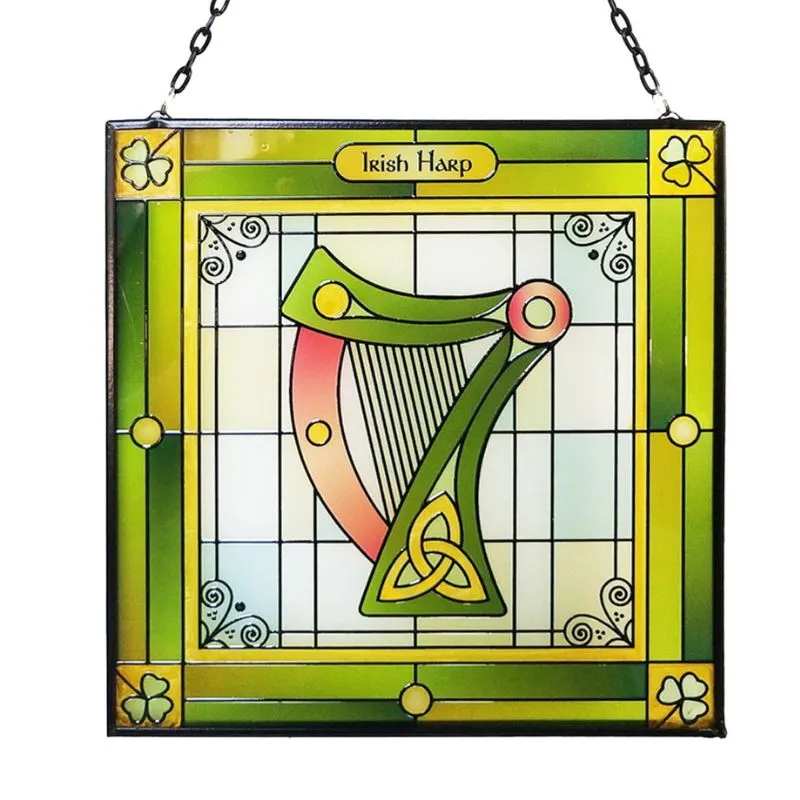 Genuine Stained Glass Irish Harp Suncatcher