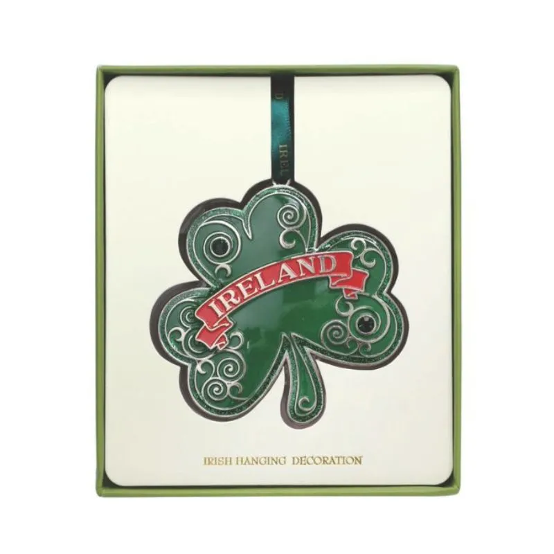 D91343 Metal Irish Designed Hanging Christmas Decoration Shamrock Gaelsong