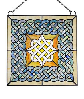 Celtic Diamond Knot Stained Glass Panel