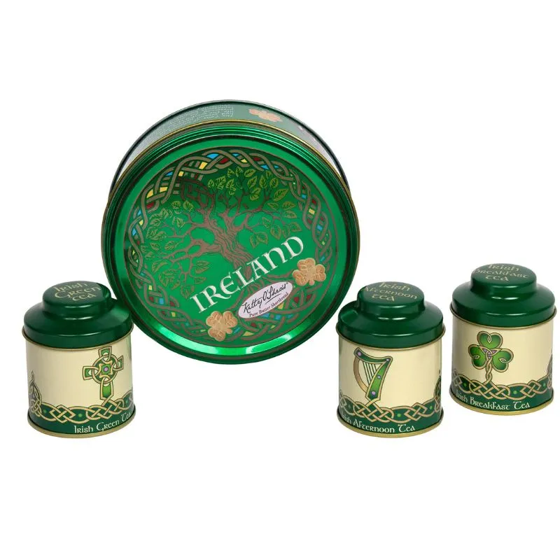 F10058 Traditional Irish 3 Caddies Tea Set of 4 Gaelsong