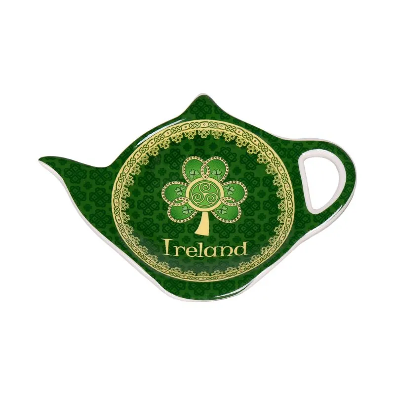 F10059 Shamrock Spiral Irish Tea Collection Tea Bag Holder Gaelsong