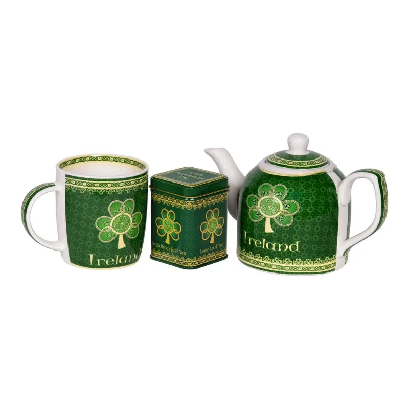 F10059 Shamrock Spiral Irish Tea Collection set of 3 Gaelsong