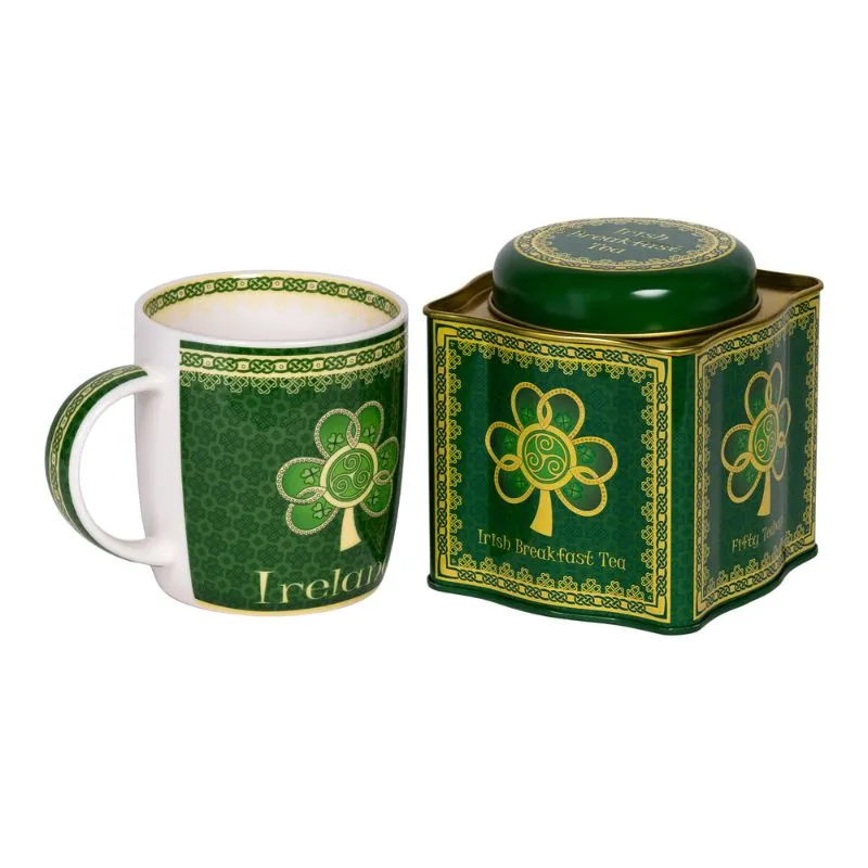 F10059 Shamrock Spiral Irish Tea Collection Mug and Tea Gaelsong
