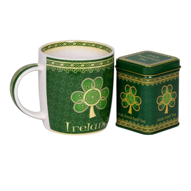 F10059  Shamrock Spiral Irish Tea Collection Mug and Tea Gaelsong