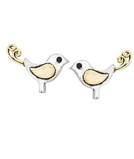 Handcrafted Silver Bird Stud Earrings