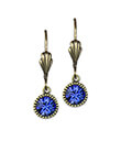 Enchanted Crystal Earrings Blue Swarovski Crystals and Detailed Brass Filigree Gaelsong