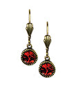 Enchanted Crystal Earrings Red Swarovski Crystals and Detailed Brass Filigree Gaelsong