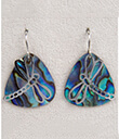 Silver Plated Dragonfly Abalone Drop Earrings