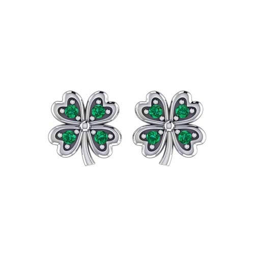 Emerald Four Leaf Clover Earrings 