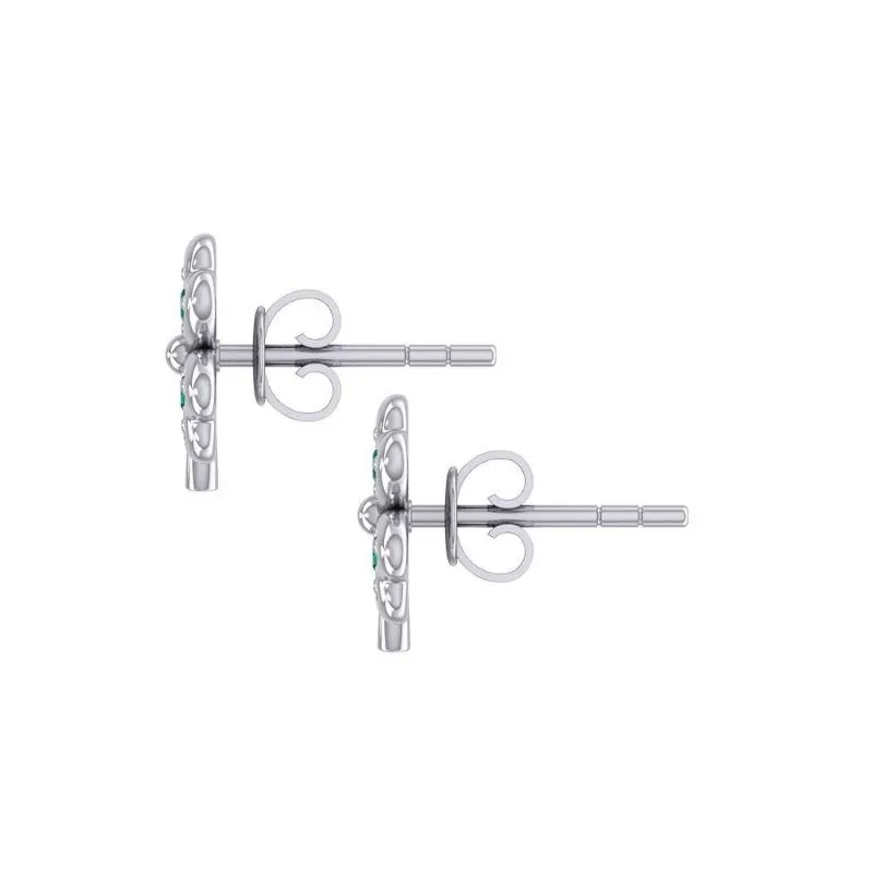 J13739S Emerald Four Leaf Clover Earrings Back Side View Gaelsong