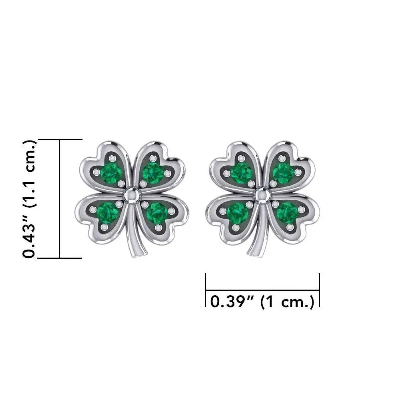 J13739S Emerald Four Leaf Clover Earrings Measure Gaelsong