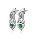 Emerald Glass Celtic Heart Post Earrings