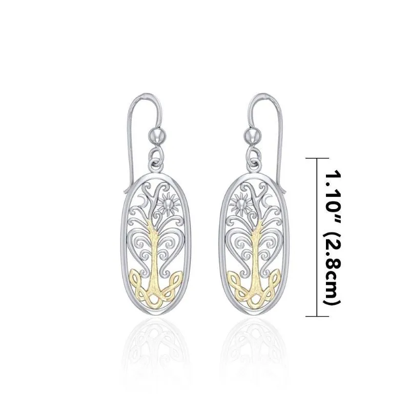 J13741S Golden Tree of Life Featuring Sun and Moon Earrings Measure Gaelsong