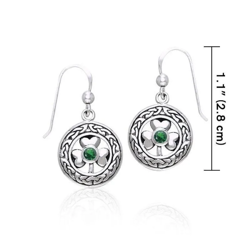 J13743S Lucky Celtic Knot Shamrock Earrings Measure Gaelsong