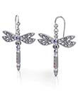 Silver Dragonfly Earrings with Chakra Gemstone view 1