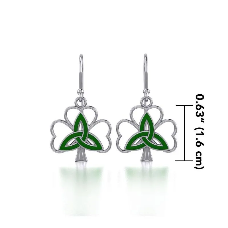 J13750S Enamel Trinity Knot Shamrock Jewelry Earrings Measure  Gaelsong
