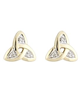 14K Trinity Diamond Stud Earrings