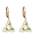 14K Emerald Trinity Knot Drop Earrings view 1
