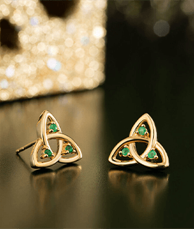 14K Emerald Trinity Knot Stud Earrings