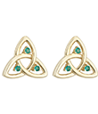 14K Emerald Trinity Knot Stud Earrings view 2
