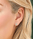 14K White Diamond Trinity Stud Earrings view 2